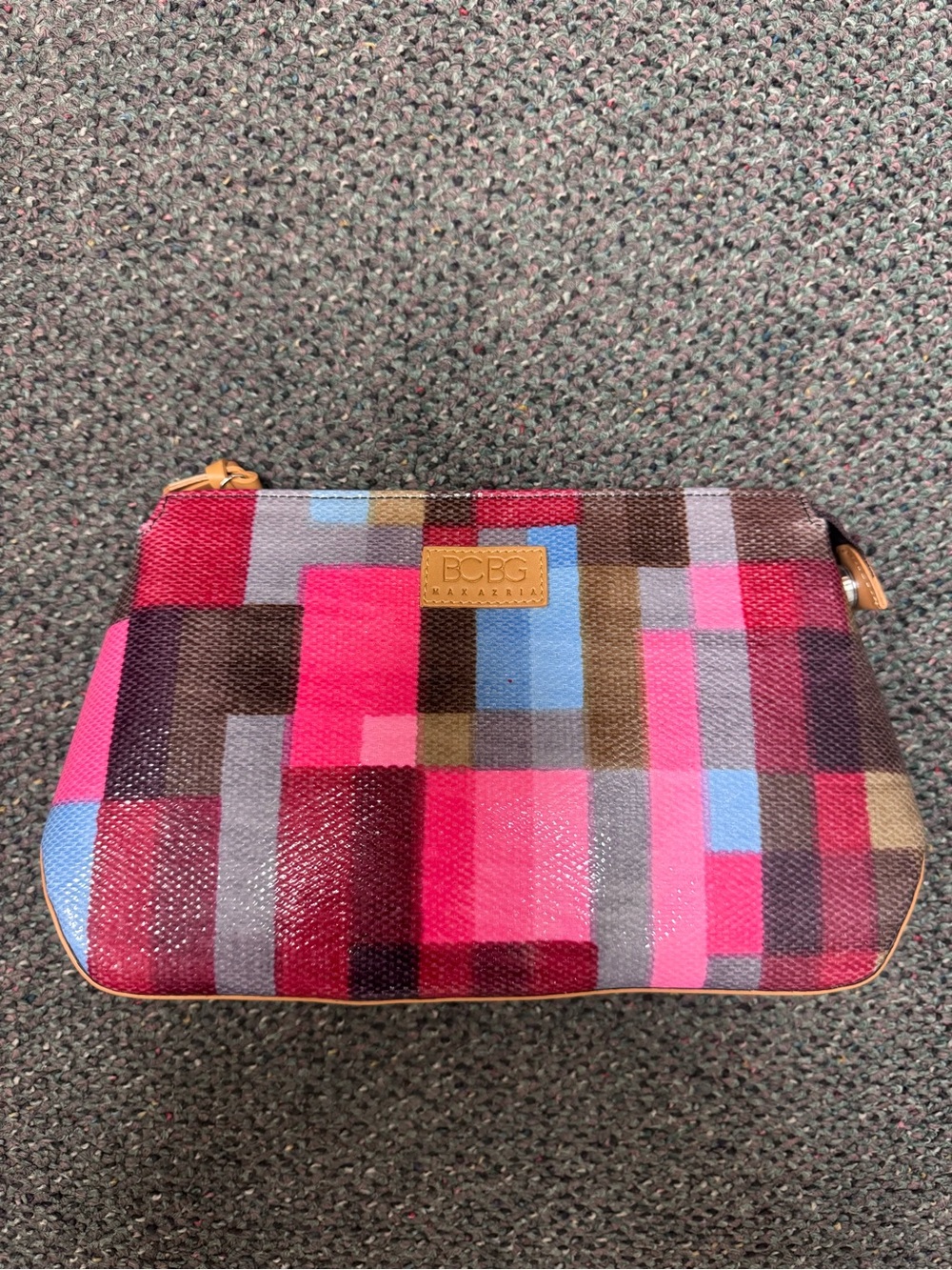 BCBG Pixel-Block Cosmetic Pouch in Pink, Blue, Brown